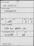Cemetery Card: Margaret LeFevour (Higgins)