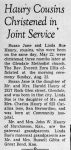 Newspaper: Christening of Susan Jane Haury