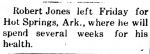 Newspaper: Robert Jones Goes to Hot Springs Ark 