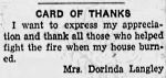 Newspaper: Card of Thanks from Dorinda