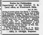 Newspaper: Hard V Willoughby Homestead Notice