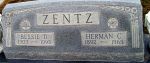Gravestone: Herman C Zentz & Bessie D Zentz (Willoughby)